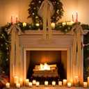 Joottuan 4 Pcs Velvet Christmas Bows, 23.5 x 8.7 Inches, Rustic Classic Style, Khaki Color, Velvet Material, Christmas Occasion, Holiday & General Decoration