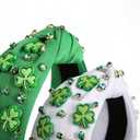 St. Patrick's Day Headband for Women, Lucky Shamrock Hair Accessory with Rhinestones, Green Crystal Knotted Hairband for Irish Holiday, Parade & Party