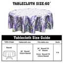 Lavender Round Tablecloth - 60 Inch Purple Florals Butterfly Polyester Fabric Spring/Summer Flowers Leaf Table Cover for Kitchen Dining Room Picnic Party Outdoor