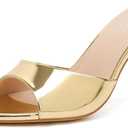 Susanny Gold Mule Heels for Women Pointed Open Toe Sexy Slip on High Heeled Sandals Stiletto Dress Comfortable Backless Mules Shoes Wedding Bridal Parties Vacation Casual Office Work Shoes 8.5
