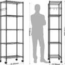 Homdox 5 Tier Wire Shelving Unit on Wheels, Adjustable Storage Racks and Shelving, Heavy Duty Rolling Metal Shelves with Side Hooks for Laundry Bathroom Kitchen Garage Pantry Organization, Black, 23.23*13.78*72.05 Inch