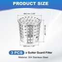 PATIKIL Gutter Guard Filter 2.5"-2", 3 Pack PVC Termination Cap Mesh Screen Vent Cover Stainless Steel Conical Exhaust Pipe Cover Guard Filter Strainer for Downspout Silver