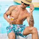 2 x KBVOT Mens Swim Trunks with Compression Liner 7 inch Inseam 2 Pack Quick Dry Stretch Beach Shorts Bathing Suits Swimwear