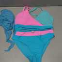 Girls Swimsuit V Neck Bikini Set Color Block with Cover Up 3Pcs Bathing Suits,13-14 Y