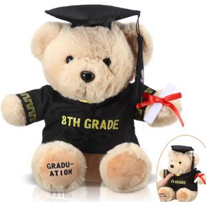 Hungdao 8th Grade Graduation Gifts Middle School Graduation Teddy Bear Grad Cap and Gown Teddy Bear Class of 2026 Plush Stuffed Toys for Middle School 8th Grade Student Friend Gifts