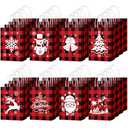 Yeaqee 80 Pcs Christmas Gift Bags Bulk Small Size Merry Christmas Xmas Kraft Goodie Bags with Handles Holiday Gift Wrapping Paper Bag for Kids Party Supplies 8.3 x 5.9 x 3.15''(Plaid)