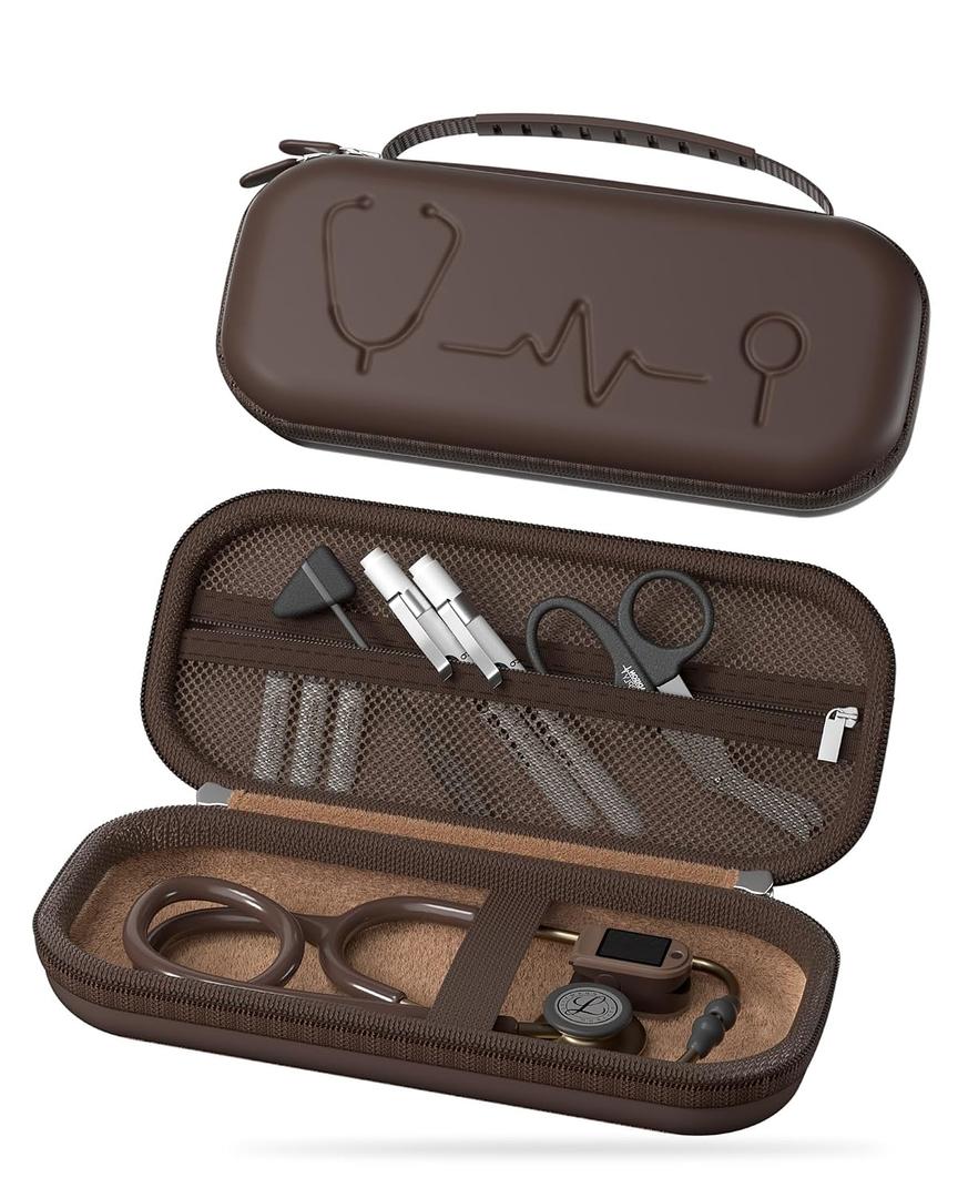 ProCase Stethoscope Case for 3M Littmann Classic III & Cardiology IV, Hard Protective Carrying Bag Fits MDF, ADC, Omron Stethoscopes, Medical Storage Organizer for Nurses & Nursing Students -Chocolate