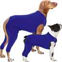 Nanaki Dog Wound Care Shirt, Dog Leg Sleeve To Stop Licking Rear Leg And Abdomen, Doggy Surgery Suit Female Spay,Doggy Onesie For Surgery Female Male, Pet Surgical Recovery Suit Pet Wound Heal Clothes (XL(Back:19.3", Weight:25-45Ib), DeepSapphireBlue)
