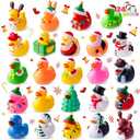 18 Christmas Ducks Bath Toys, Assorted Cute Rubber Duckies Bulk for Christmas Party Favors, Mini Ducky Baby Bathtub Shower Pool Toys for Kids, Xmas Table Dcorations Stocking Stuffers Gifts