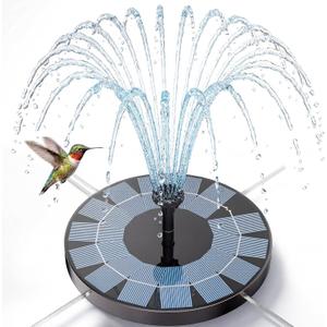 AISITIN 2.5W Solar Bird Bath Fountain Pump, Solar Fountain for Bird Bath with 6 Nozzles, 6.7" Solar Powered Water Pump for Garden, Ponds, Pool, Fish Tank, Aquarium and Outdoor