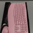 Wireless Keyboard and Mouse Combo, 2.4G Full Size Wave Keys Ergonomic Keyboard with Wrist Rest and 3-Level DPI Adjustable Wireless Ergonomic Mouse for Windows, Mac OS Desktop/Laptop/PC(Pink)