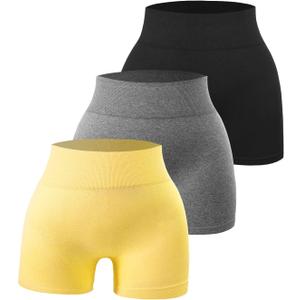 SPICE UNION Workout Shorts Womens for Running Yoga Biker Gym High Waist Spandex Ribbed Seamless Athletic Leggings (L)