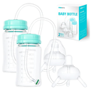 TidyFriend 2 Pk Baby Bottle Anti Colic with Straw 8oz – Built In Nipple Valve & Base Vent Hole for Gas Reduction, Upright Position Hand Free Bottle for 6m-2y Kids [Use Under Caregiver Assisted](Green)