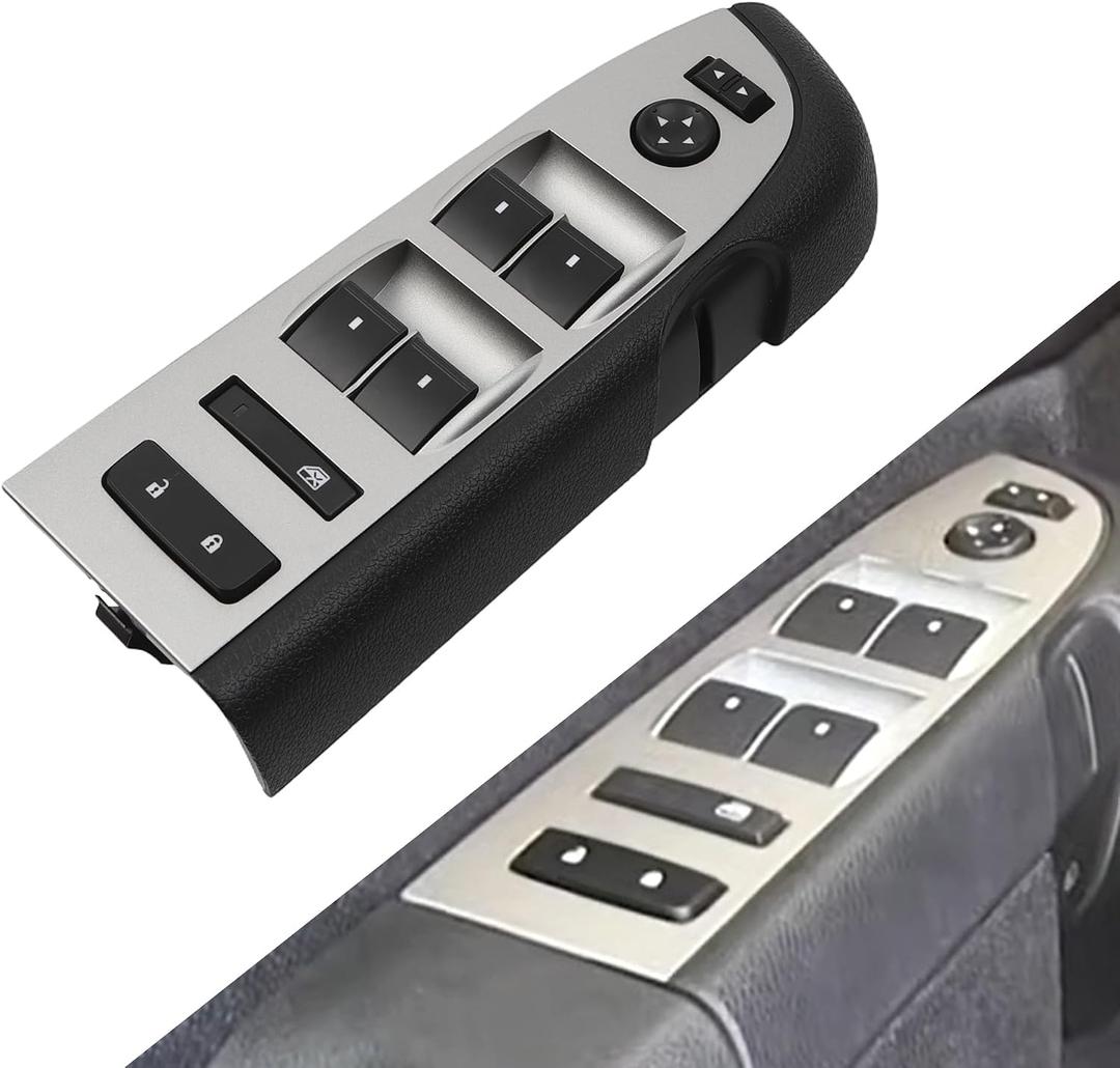 Dasbecan Window Master Switch Assembly Compatible with 2010-2013 Chevy/Chevrolet Silverado GMC Sierra 1500 2500 3500 Without Power Folding Mirror Left Driver Side Replace#22968506 20945129