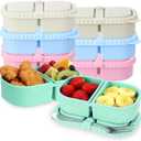 LemonRoad 8 Pack Reusable Snack Containers with Lids 8.5 oz Double Compartment Food Storage Box for Snack, Fruits, Picnic, Meal Prep, Travel, Office, Learning Places (Blue Pink Green White)