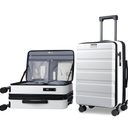 KROSER Carry On Luggage with Spinner Wheels & Built-in TSA Lock, Expandable Top Loading Hard Shell Suitcase Large Capacity Durable Rolling Luggage with USB Port, Carry-On 20-Inch, White