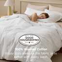 Bedsure 100% Washed Cotton Duvet Cover Oversized Queen - Natural White Minimalist Bedding Set Linen Like - PureWoven Plain Simple & Soft Duvet Cover 3-Piece (Natural White,Oversized Queen, 98"x98")