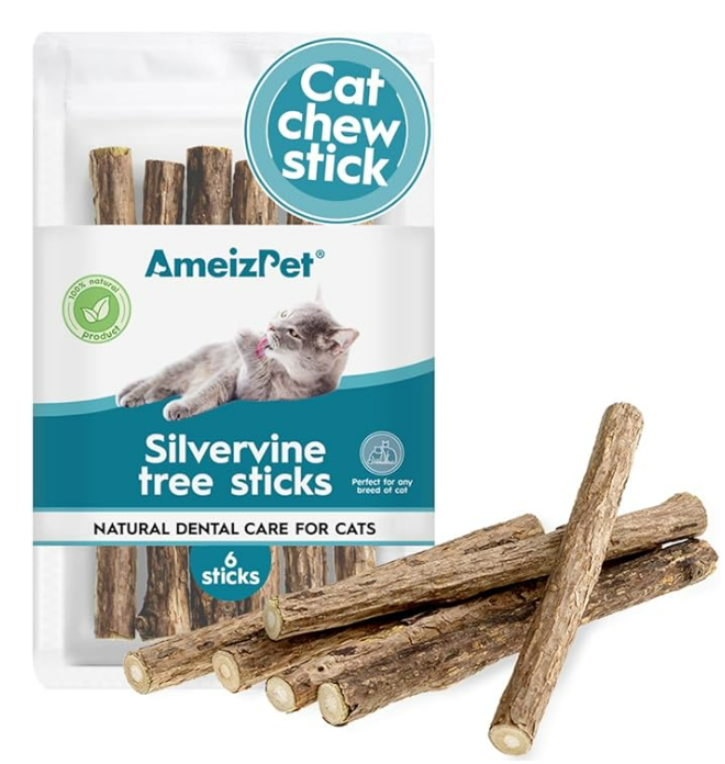 Catnip Sticks for Cats, Cat Dental Chew Sticks - Natural Matatabi Cats Dental Care, Silvervine Cat Teeth Cleaning (6 pcs)