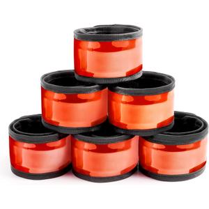 esonstyle Pack of 6 LED Light Up Band Slap Bracelets Night Safety Wrist Band for Cycling Walking Running Concert Camping Outdoor Sports (Orange)