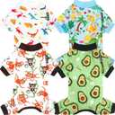 XPUDAC 4 Pack Dog Pajamas Soft Strechy Summer Doggie Clothes for Small Medium Dogs Boy Girl Cat Apparel-Small