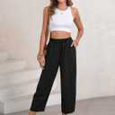 EVALESS Women's High Waisted Wide Leg Palazzo Trousers (Black, L)