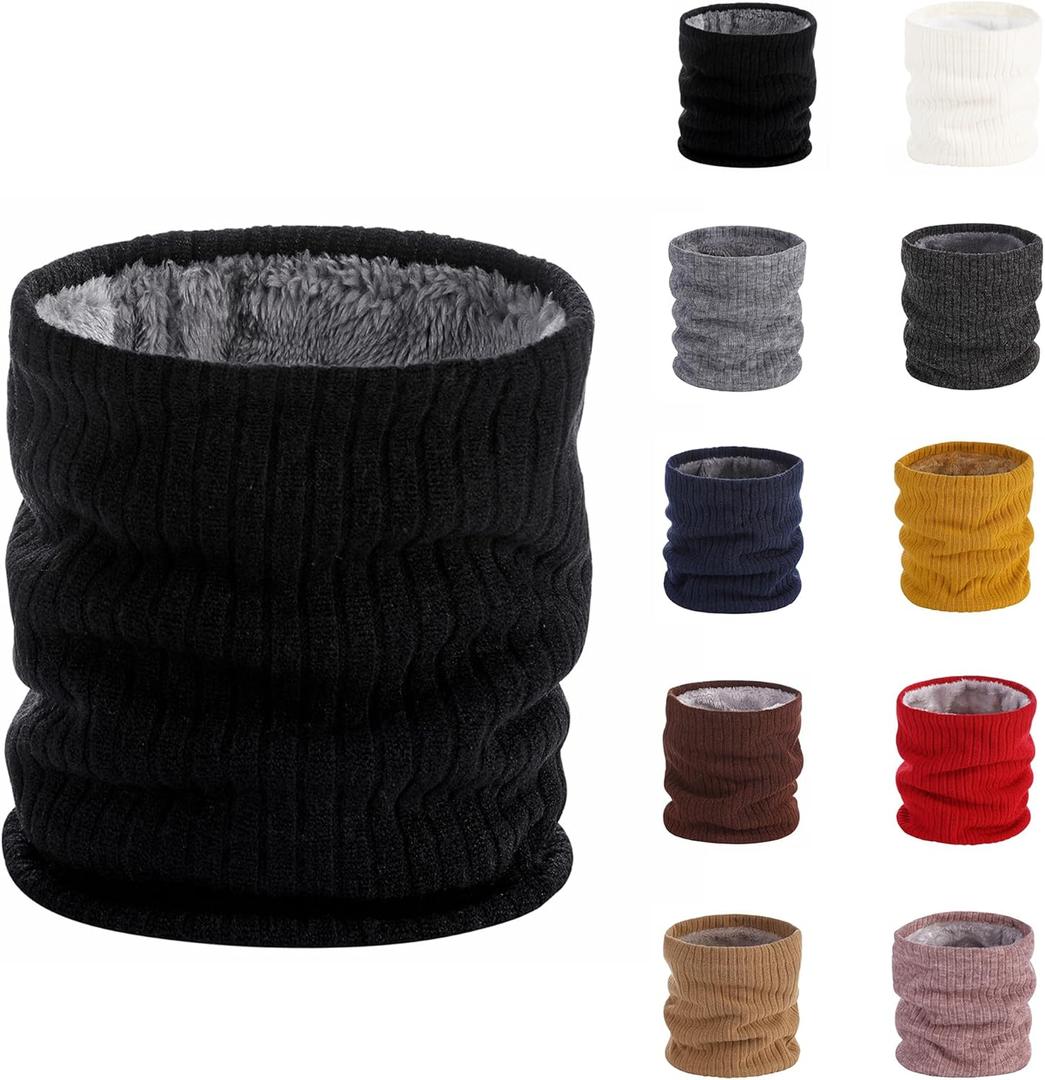 Pukavt Winter Knitted Neck Gaiter For Men And Women Neck Warmer Windproof Ski Mask Face Scarf for Cold Weather Outdoor Sports (Dark Black)