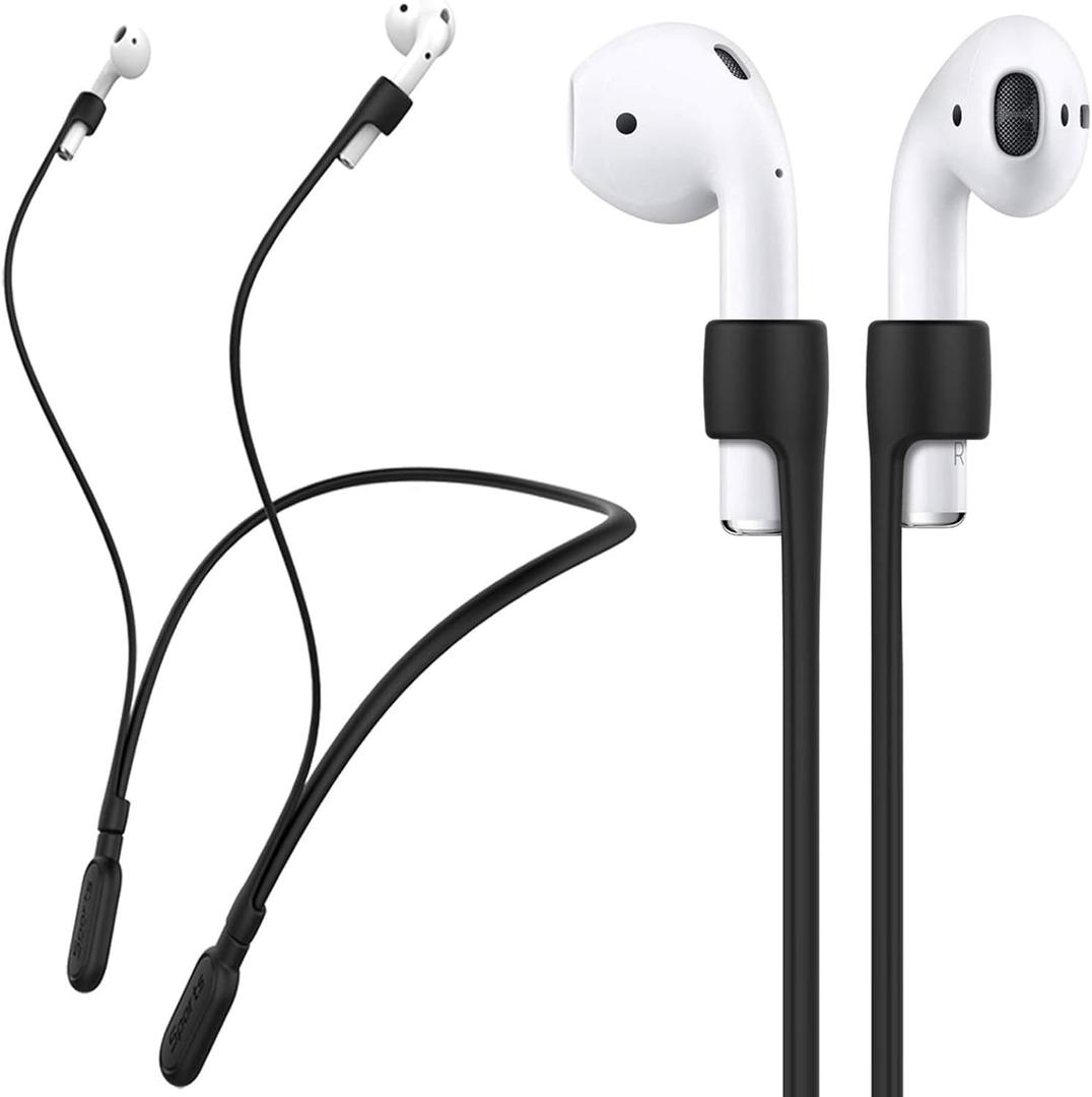 Compatible Airpods Strap, Silicone Anti-Lost Wire Cable Connector Sports Neckband Compatible for Airpods Pro 2/1, Airpods 4, 3, 2, 1, Black