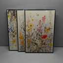 KISSFOX 3 Piece Watercolor Wildflower Botanical Framed Wall Art Colorful Floral Canvas Art Prints Boho Flower Pictures Wall Decor Modern Minimalism Paintings Artwork Girls Bedroom Living Room Bathroom (16"x24" Black Framed)
