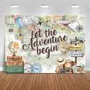 Adventure Awaits Backdrop 7x5ft Let The Adventure Begin Baby Shower Party Decorations Background World Map Travel Themed Banner Photo Booth Props