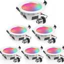 Smart Recessed Lighting 3 Inch, RGBCW, 2700K-6500K CCT Selectable, Dimmeble, Color Changing LED Downlight 6 Pack, App Control, CRI80+ RGB Can-Killer LED Downlight Light Fixtures