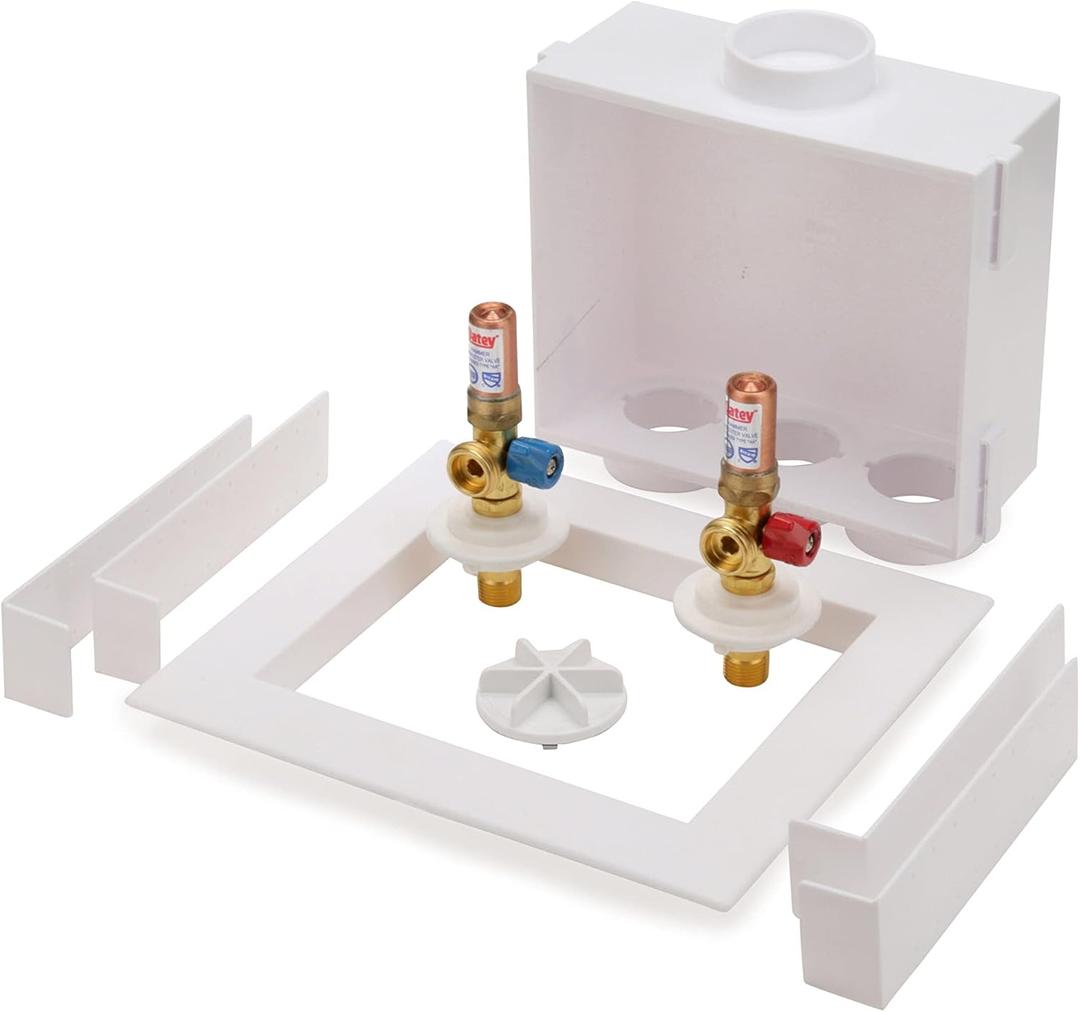 Oatey 38569 Quadtro Washing Machine Outlet Box, Hammer Arrestors, 1/4 Turn, Copper Oatey 38569 Quadtro Washing Machine Outlet Box, Hammer Arrestors, 1/4 Turn, Copper