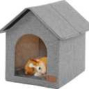 Indoor Dog House for Small Dogs with Soft Cushion - Semi-Enclosed Warm Cave Bed for Pets Up to 15.7" Long