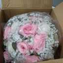 BLOSMON Fake Flowers Ball Centerpieces: 2 Pcs, Pink White Rose Babys Breath