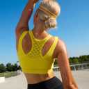 RUNNING GIRL Sports Bras for Women High Support,Seamless Ribbed Longline High Neck Sports Bra Racerback Padded Crop Top Yoga (Yellow, XL)