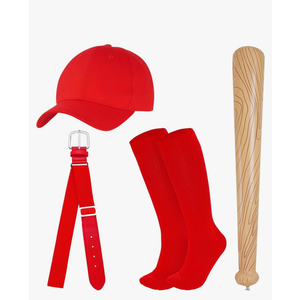 Dxhycc 4 Pieces Baseball Costume Set Include Baseball Cap Baseball Socks and Belt Combo Inflatable Baseball Bat for Halloween Dress up Party.blue