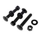 6 Sets 3/8-16 x 2 Carriage Bolts Screws Round Head Square Neck and Hex Nuts, Flat Washers 304 Stainless Steel 18-8 Full Thread, Black