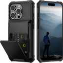 Nvollnoe Compatible with iPhone 16 Pro Case with Card Holder[Store 5 Cards] Heavy Duty Dual Layer Shockproof Wallet Case with Hidden Card Slot Large Storage Cover for Men&Women 6.3 inch(Black)