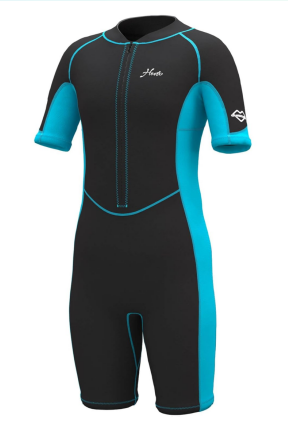 Hevto Kids Wetsuit Shorty for Boys Toddler Girls Youth 2mm Neoprene Thermal Wet Suit Front Zip for Swimming Snorkeling Surfing Diving (Color: K1S-Front Zip-Blue,Size 4)