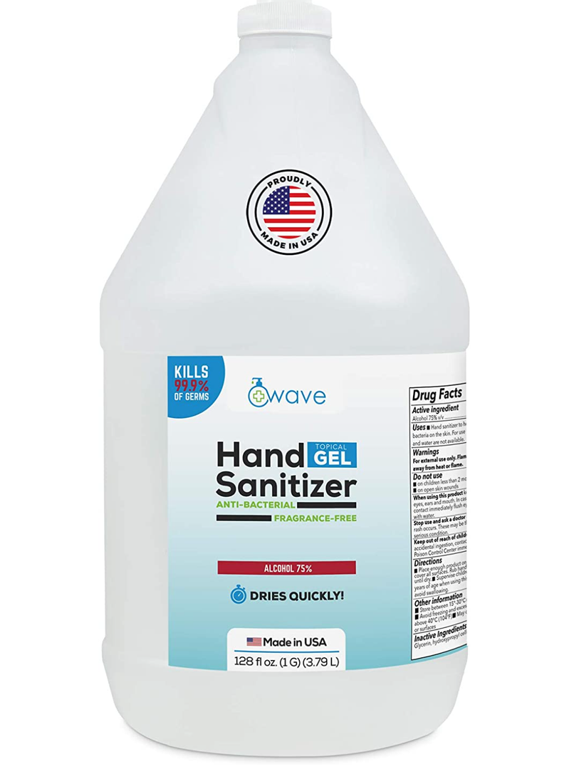 Wave Gel Hand Sanitizer | Advanced No-Rinse Gel | 75% Alcohol | Made in USA | 1 Gallon Bottle