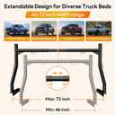Forwode Non-Drilling Truck Ladder Rack, 800 Lbs Extendable Truck Bed Rack Fits for 46-72 Inches Wide Truck Bed, Adjustable Pickup Truck Bed Ladder Keyak Rack for Most Truck