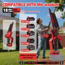 2-IN-1 Cordless 8-Inch Pole Saw & Chainsaw for Milwaukee M18 Battery - 1200W Brushless Motor, Total Reach of Max 15.9 FT, Lightweight, 8"&6"Electric Pole Saws for Tree Trimming Pruning (Tool Only)