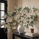 Juxdp 36" Artificial Nandina Berry Stem for Vase - 4 Pcs Realistic Faux Berry Spray, Fake Plant Branches with Stems for DIY Bouquet, Shower, Mantel, Home Decor (Cream)