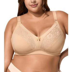 Minimizer Bras for Women Full Coverage No Underwire Plus Size T-Shirt Unlined Bra Skin 105E