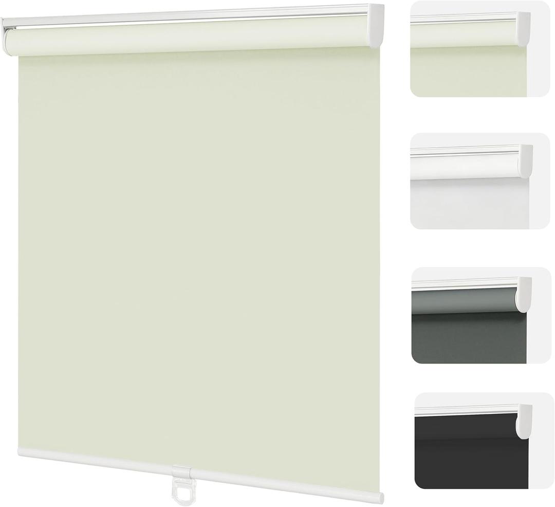 Changshade Blackout Roller Shades Cordless for Windows,100% Room Darkening Window Blinds for Bedroom,Thermal Insulated UV Protection,Easy Install Pull Down Shades for Home,28" w x 50" h,Beige