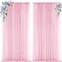 VOK Light Pink Backdrop Curtains for Parties, Chiffon Photo Backdrop Drapes 2 Panels 5x10FT Sheer Outdoor Curtain for Wedding Ceremony Birthday Party Decoration(Light Pink,10ft x 10ft)