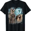 67 Meme Racoon Howling at The Moon 67 T-Shirt 6 7 Halloween T-Shirt