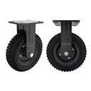 Fixed Heavy Duty Caster Wheel, 8 Inch*2,1000lb Capacity, Black Rim, Solid Rubber, Cast Iron,Outdoor,Flat Free for Carts,Dolly, Workbench,Trolley,DIY Tools, 2 Pcs