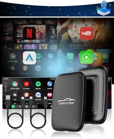 5 in 1 Wireless CarPlay Adapter with Netflix YouTube, 2025 New Carplay Wireless & Android Auto Adapter Converts Wired to Wireless Carplay Dongle Magic CarPlay Ai Box Streaming Video for iPhone/Android