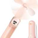 FrSara Portable Handheld Fan Rechargeable, USB Rechargeable Small Pocket Fan, 2000mAh Battery With Power Bank, Upgraded Long Battery Life, Three-Speed, Suitable for Women Outdoors and Travel (Pink)