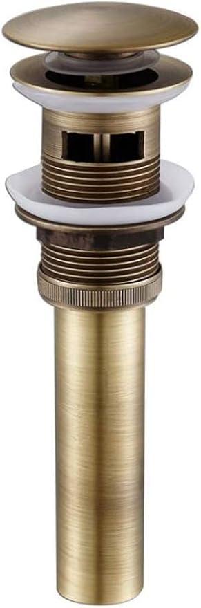 Bathroom Faucet Vessel Vanity Sink Large Pop Up Drain Stopper with Overflow, Antique Brass Sink Drainer